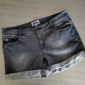 JNCO Washed Black Gray 100% Cotton Denim Rolled Cuff Jean Shorts Size 8